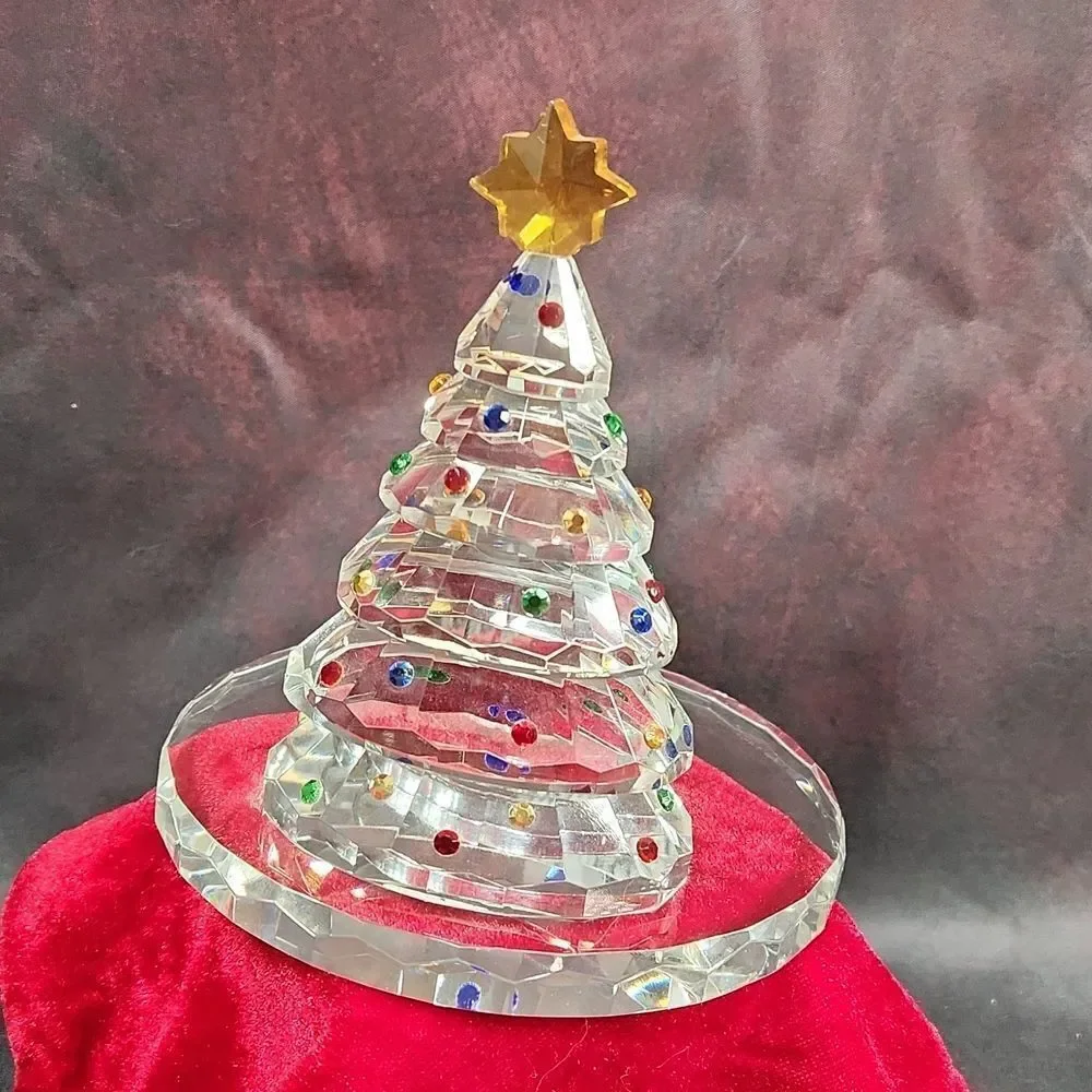 🩵NIB PartyLite Crystal Christmas Tree Tealight Candle Holder & Red Velvet Bag - Picture 6 of 9